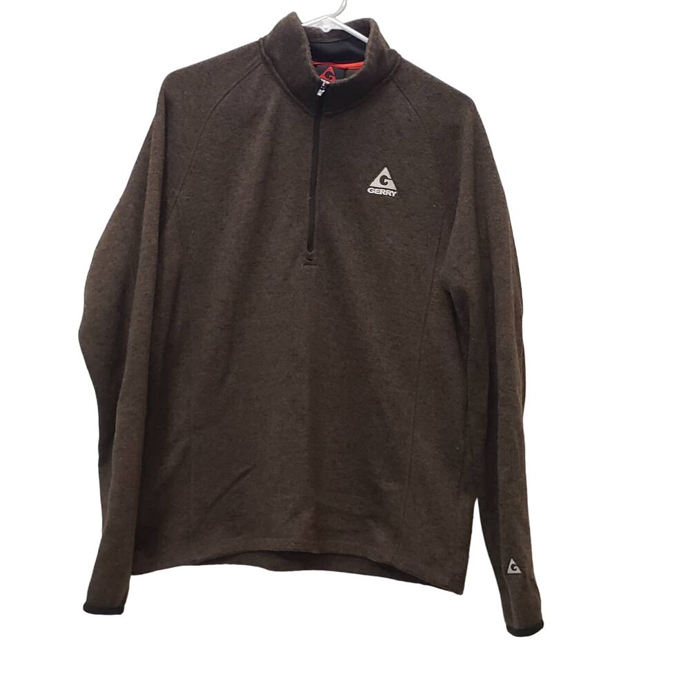 Gerry Sweatshirt Mens Medium Brown Collared 1/2 Zip Outdoors Winter Fall Casual